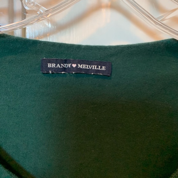 BRANDY MELVILLE Green Cropped V Neck Long Sleeve - Picture 2 of 3